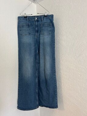 Free assembly wide leg dark wash jeans